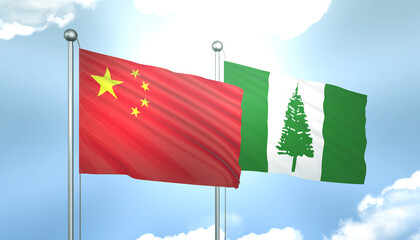 China and Norfolk Island Flag Together A Concept of Realations