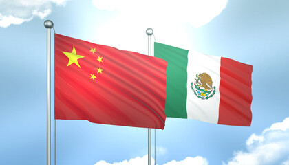 China and Mexico Flag Together A Concept of Realations