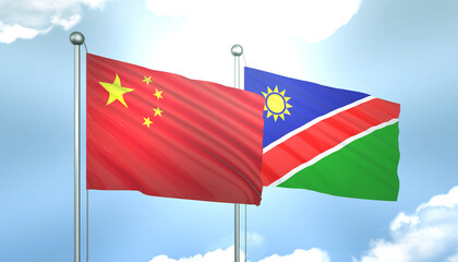 China and Namibia Flag Together A Concept of Realations