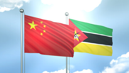 China and Mozambique Flag Together A Concept of Realations