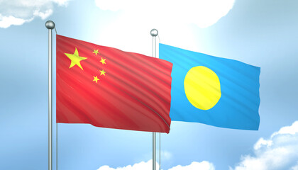 China and Palau Flag Together A Concept of Realations