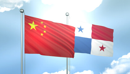 China and Panama Flag Together A Concept of Realations