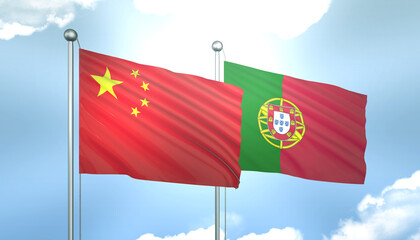 China and Portugal Flag Together A Concept of Realations