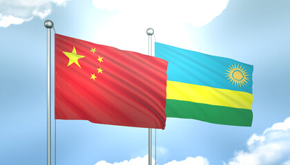 China and Rwanda Flag Together A Concept of Realations
