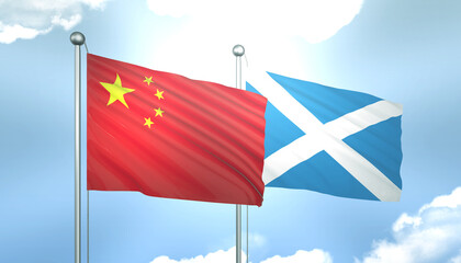 China and Scotland Flag Together A Concept of Realations