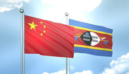 China and Swaziland Flag Together A Concept of Realations