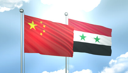 China and Syria Flag Together A Concept of Realations