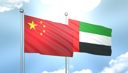 China and United Arab Emirates Flag Together A Concept of Realations