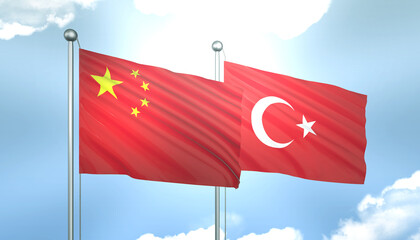 China and Turkey Flag Together A Concept of Realations
