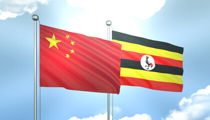 China and Uganda Flag Together A Concept of Realations