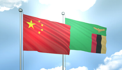 China and Zambia Flag Together A Concept of Realations