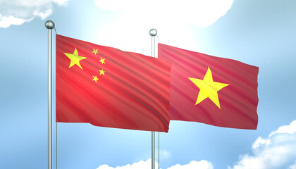 China and Vietnam Flag Together A Concept of Realations