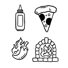 Hand drawn doodle Hot pizza. Doodle vector.