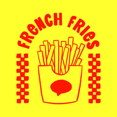 Hand drawn sketch of french fries. Illustration for fast food restaurant menu or packaging design.
