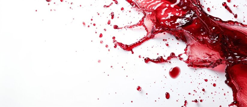 Red wine spilled on white background.