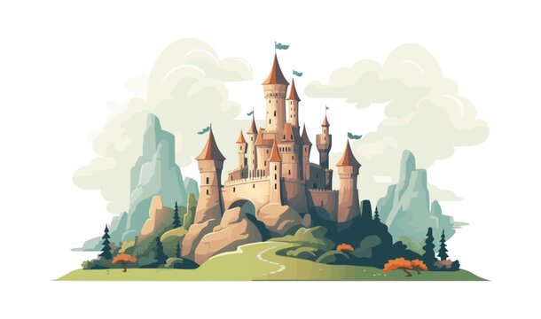 castle vector flat minimalistic asset isolated illustration
