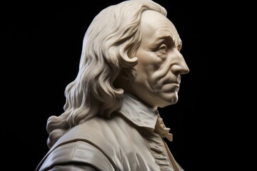 Blaise Pascal statue from profile. - obrazy, fototapety, plakaty