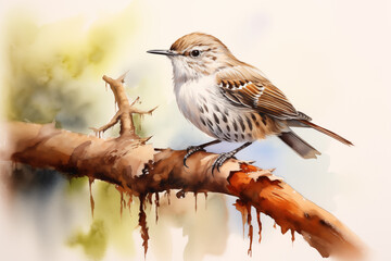 Fototapeta premium Short-toed treecreeper Bird illustration. Highly detailed image of forest and garden avian. Beautiful and colorful ornithology background.