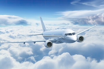 Naklejka na ściany i meble an airplane flying over the clouds