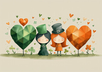 st patrick's day hearts vector illustration 