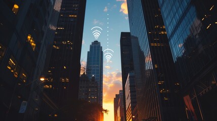 Skyline Connections: Wireless Signs in the Shadow of Skyscrapers