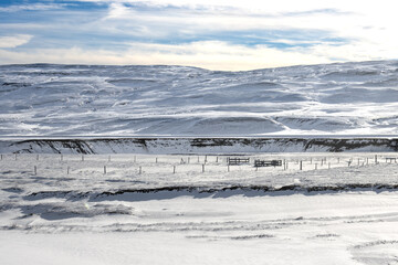 Country with a fresh snow and blue sky, Iceland