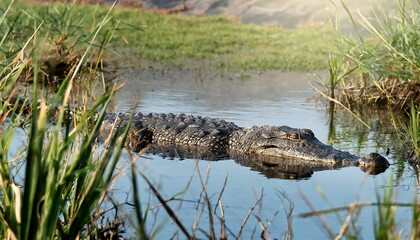 A crocodile, alligator, in the water, nature, beautiful reptile
