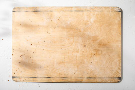Bakery board on white plaster background
