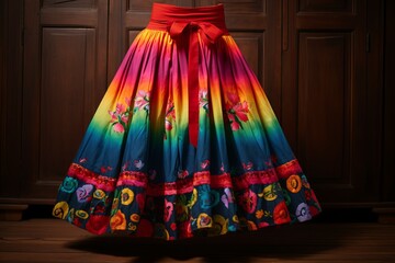 Vibrant Mexican colorful skirt. Fashion dress. Generate Ai
