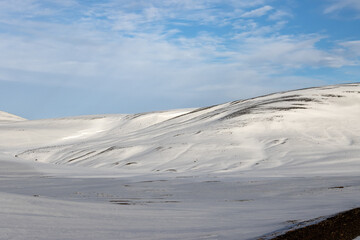 Country with a fresh snow and blue sky, Iceland