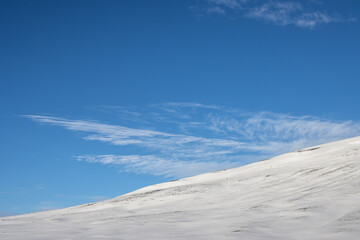 Country with a fresh snow and blue sky, Iceland