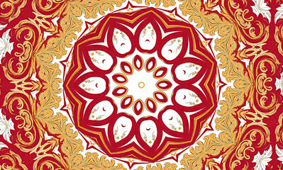vector illustration, golden symmetrical patterns, golden mandala, golden kaleidoscope, fantasy mystical ornaments, 