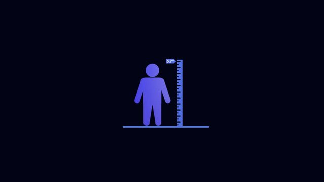 Men tall scale icon, Human body size growth icon animation.