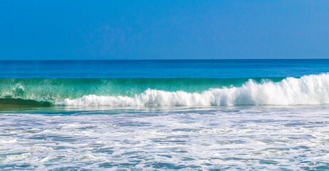 Extremely huge big surfer waves at beach Puerto Escondido Mexico.