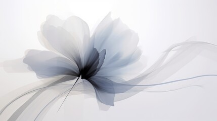 Minimalist ethereal floral design in blue on white