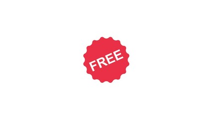 Red round free sticker icon. Free Badge price tag icon.