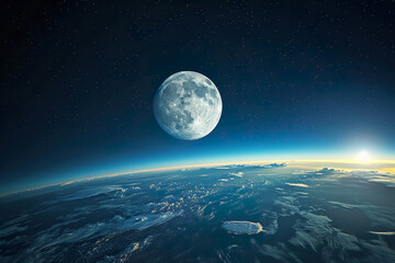 Obraz na płótnie Canvas Moon and Earth from space