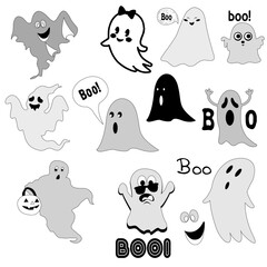 Halloween Ghosts Ai, Bundle, Halloween Ai file, Halloween ghost clipart, Halloween Ghost Cut File, Cricut Ghost Ai