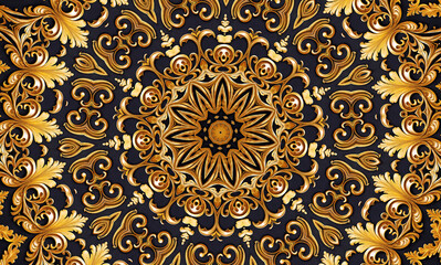 Golden colorful mandala background, Folk luxury animation for yoga, design, Golden abstract loop of flowers, Abstract kaleidoscope background, Beautiful multicolor kaleidoscope and mandala