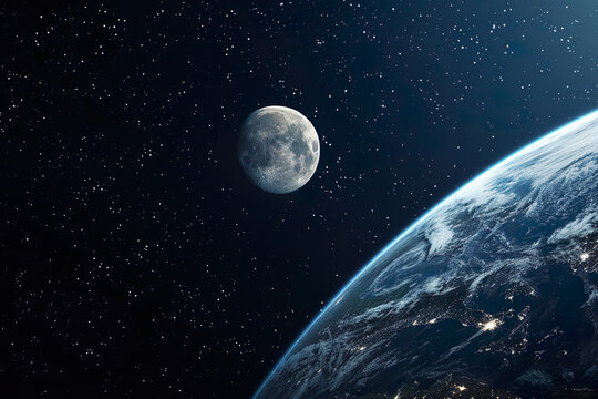 Moon and Earth from space
