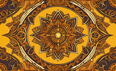 vector illustration, golden symmetrical patterns, golden mandala, golden kaleidoscope, fantasy mystical ornaments,