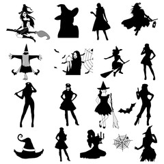 Obraz premium Witch Girl Clipart, Halloween SVG files, Digital Planner Doll Bundle, Spooky SVG