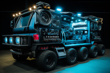 Truck with multimedia adjustable electronics. Generative AI