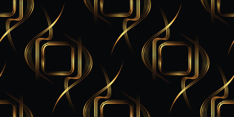 Gold rings squares .Seamless pattern.Vector illustration.