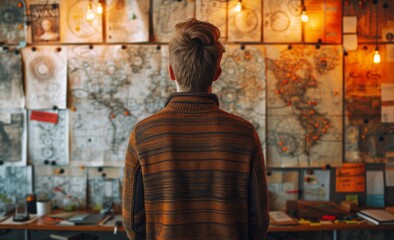 Businessman works on a sketches of a startup creative project
