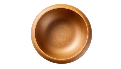 Wooden bowl isolated on transparent background. Top view