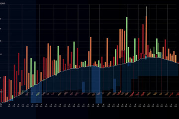 Displaying candlestick chart illustrating price movements. Generative AI - obrazy, fototapety, plakaty