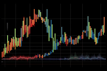 Image displaying candlestick chart illustrating price movements. Generative AI - obrazy, fototapety, plakaty