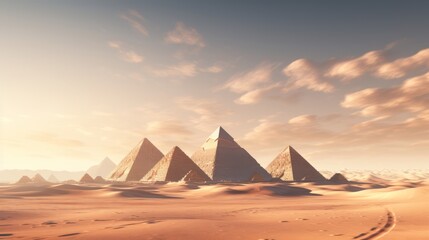Fototapeta na wymiar Captivating egyptian pyramids amidst vast desert sands, crafted with artificial intelligence technology