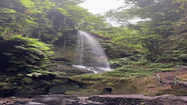 beautiful waterfall in the canary islands, spain. Cascada de los tilos, La palma., 